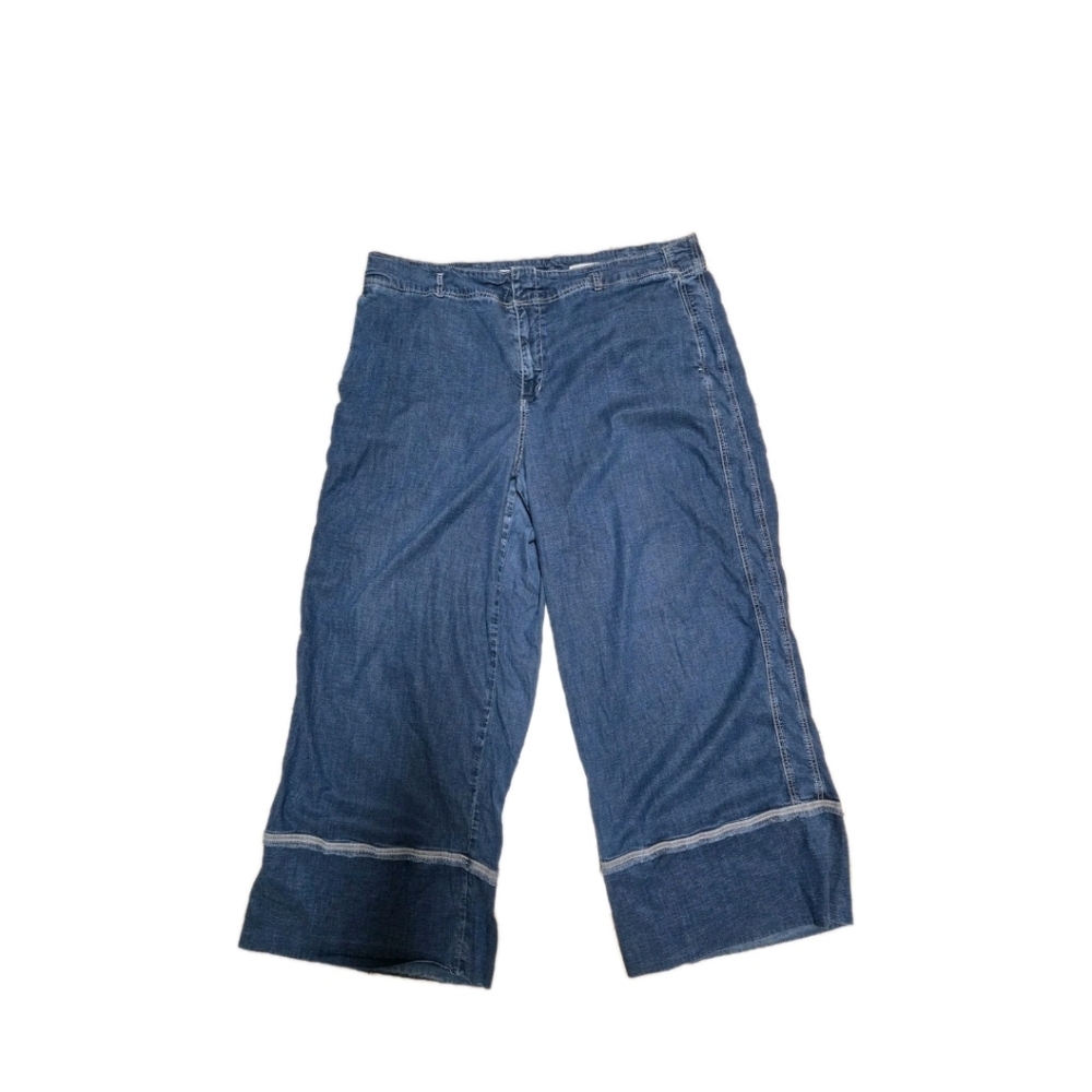 Pilcro And The Letterpress Anthropologie Womens Wide Leg Soft Jeans Fringe  22W